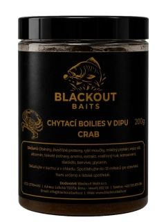 BLACKOUT BAITS Chytací boilies v dipu Crab 200g 20mm