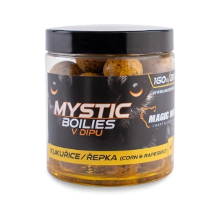 MAGIC WOLF Boilies v dipu Mystic Kukuřice Řepka 160g 20mm