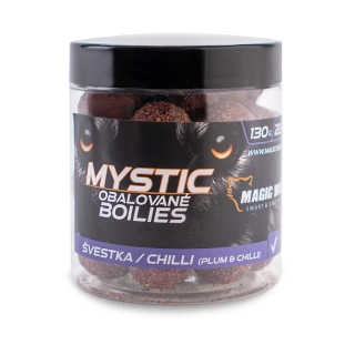 MAGIC WOLF Obalované boilies Mystic Švestka Chilli 130g 22mm