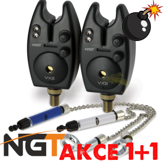 AKCE NGT Sada signalizátorů Bite Alarm VX2 + 2ks řetízkový swinger + 2ks baterky