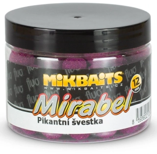 MIKBAITS Mirabel Fluo boilie Pikantní švestka 150ml 12mm