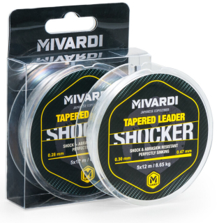 MIVARDI Ujímaný vlasec Shocker Tapered Leader 5x12m 0,26 - 0,47mm